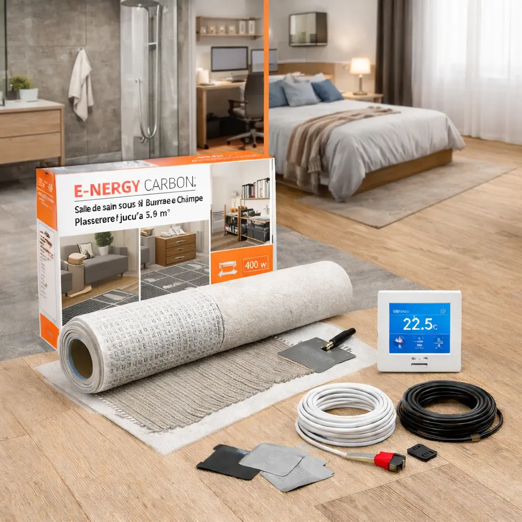 E-NERGY CARBON - Kit Chauffage Infrarouge - Pièces de vie et Salle de Bain 800 W | 7,2 m²